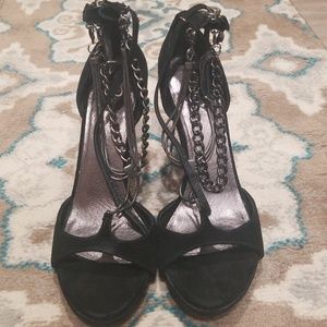 Diesel Black Suede leather  Chains Sandals